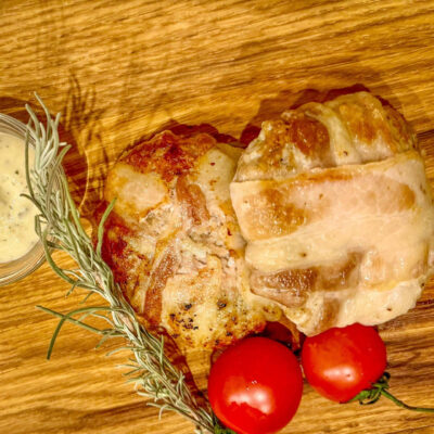 Homemade bacon-wrapped cutlets