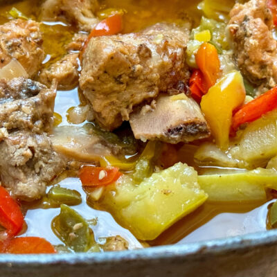 Pork rib stew with vegetables