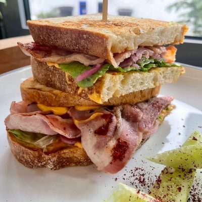 Bacon and cheese sandwich