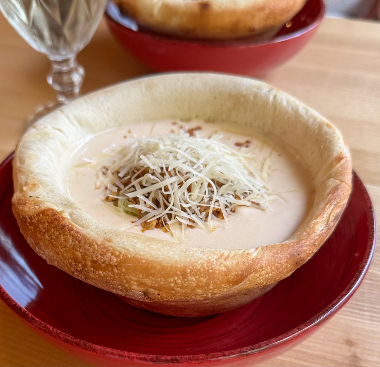 Creamy Cheese Soup in a Bread Bowl