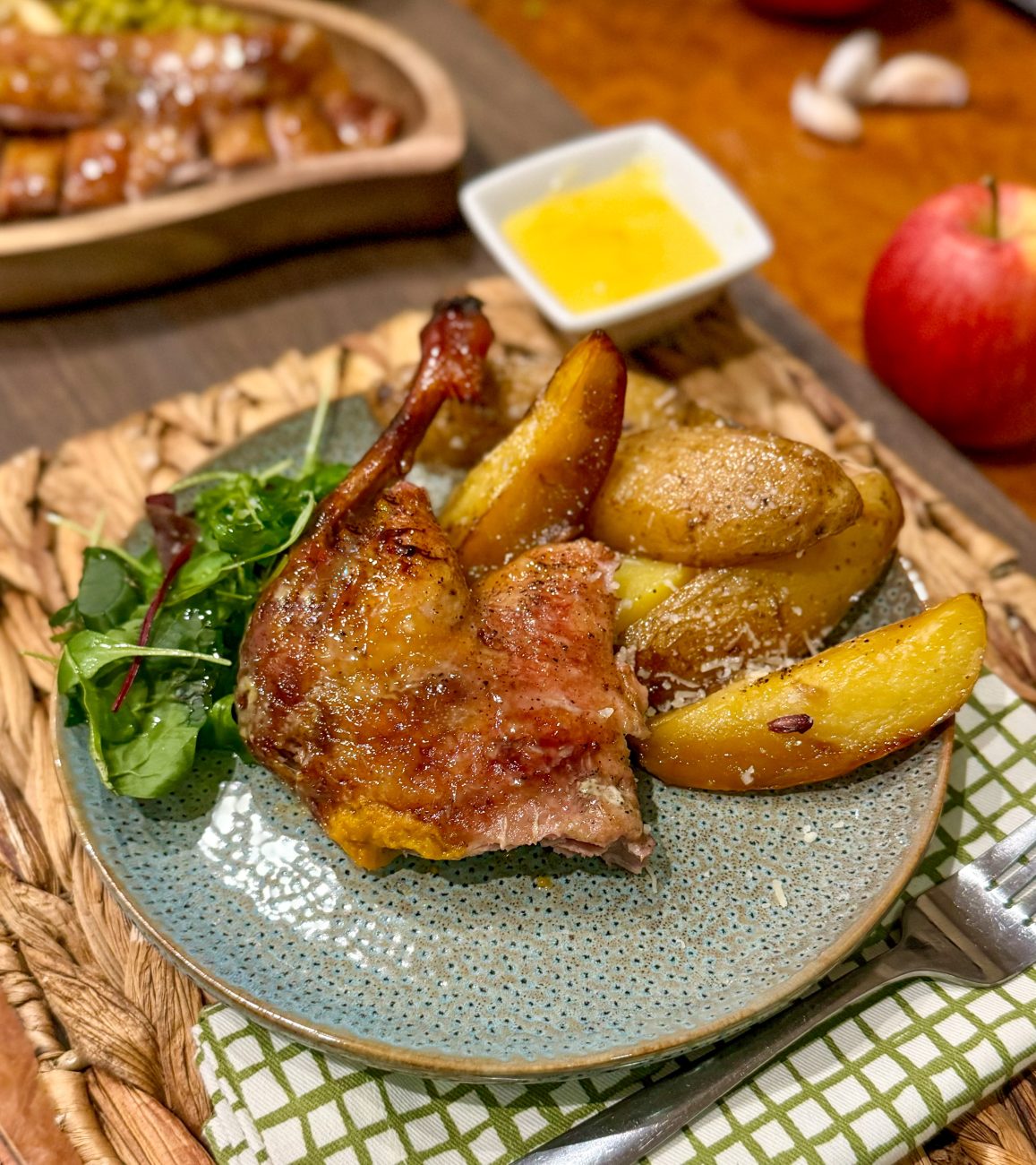 Honey glazed duck legs